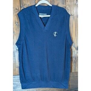 Vintage Munsingwear Golf Classics Sweater Vest Mens XL Navy Blue Embroidered